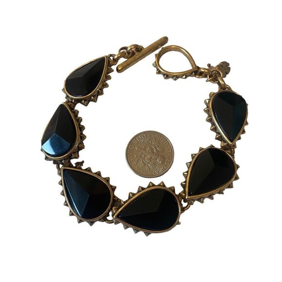Vintage Black & Antiqued Gold Toned Tear Drop Reversible Braceket - Picture 6 of 6